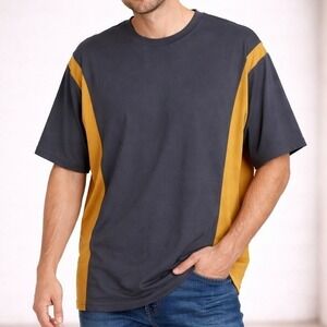Men's Shirt Mini Cooper Gray Yellow Colorblock Car Guy Short Sleeve Size XL